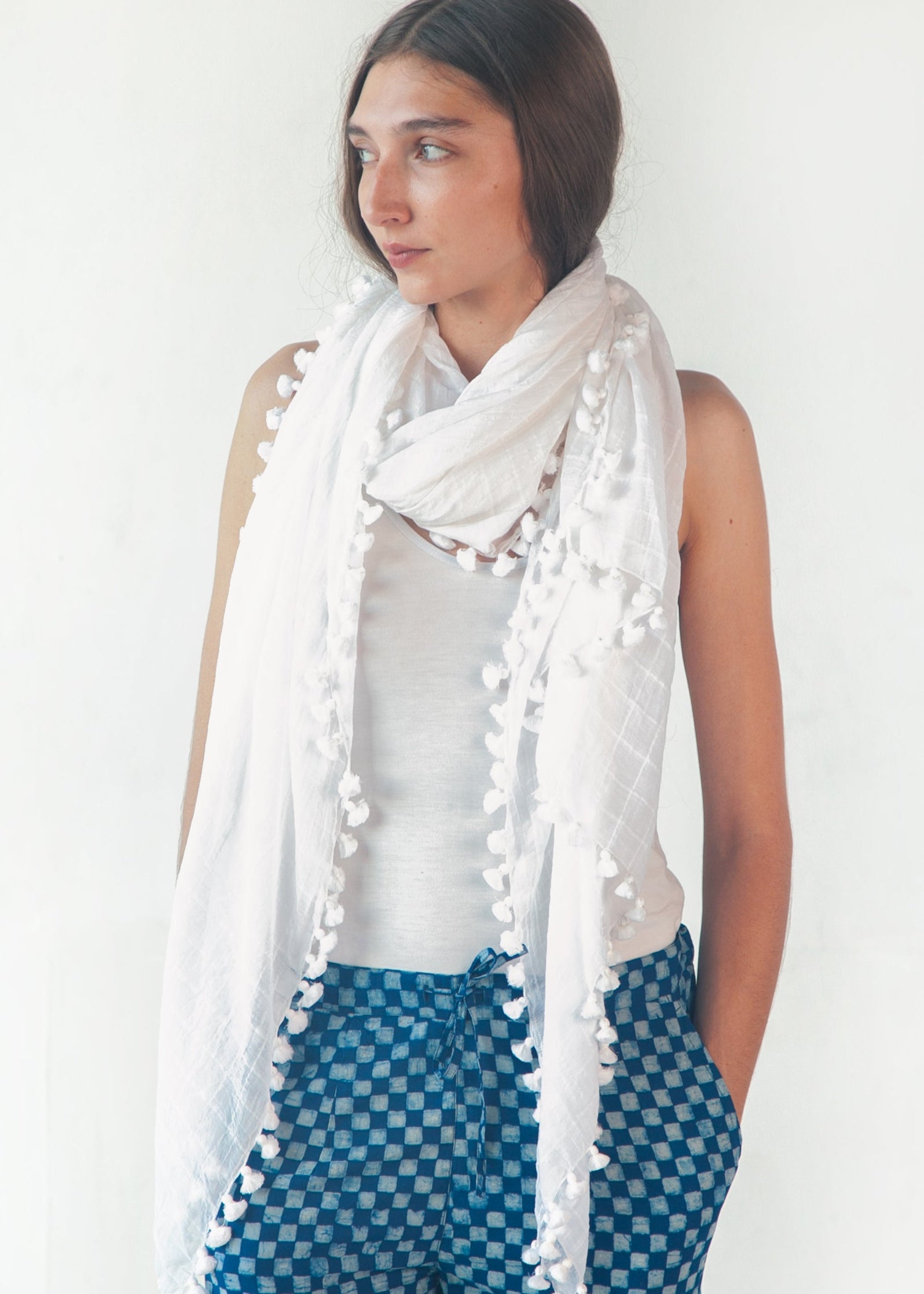 Dupatta Maira Woven Checks - White