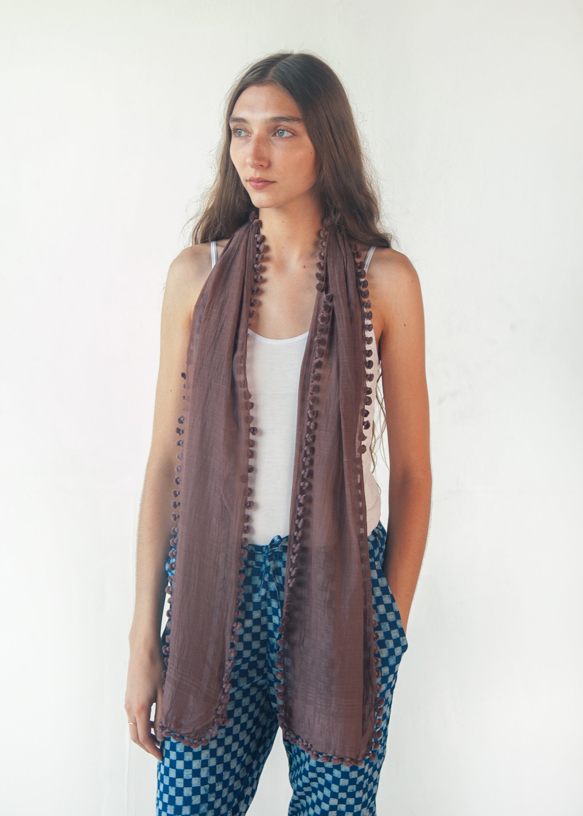 Dupatta Plain Scarf - Mahogany