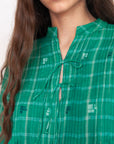 Alma Check Jamdani Top - Mint