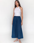 Danae Double Stripe Skirt Pant - Natural Indigo