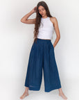 Danae Double Stripe Skirt Pant - Natural Indigo