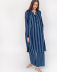 Bheeti Large Stripe Dress - Natural Indigo