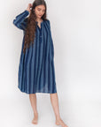Bheeti Large Stripe Dress - Natural Indigo