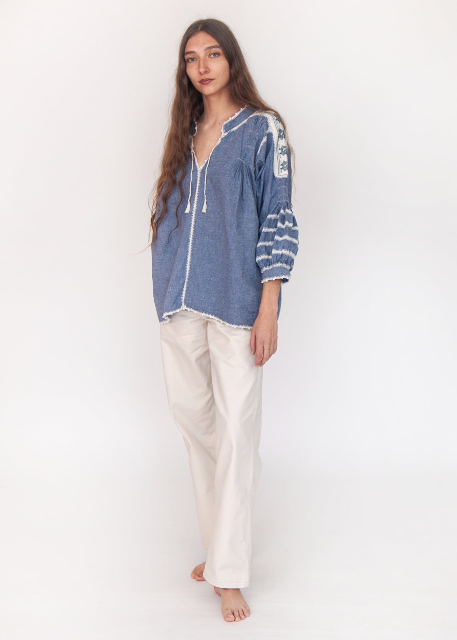 Sirena Chambray Top - Azul Marino