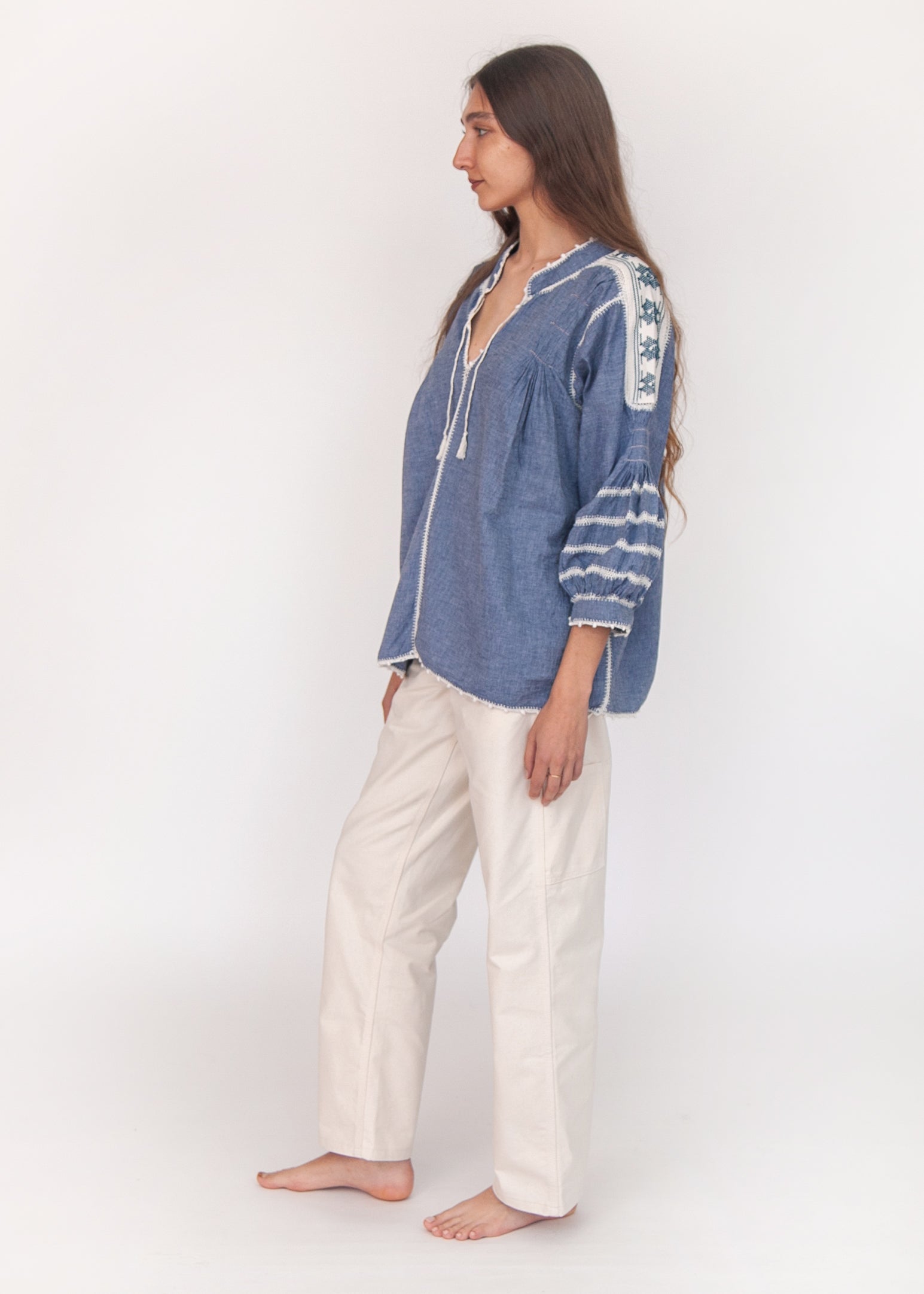 Sirena Chambray Top - Azul Marino