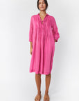 Aditi Cotton Gauze Dress - Fuchsia