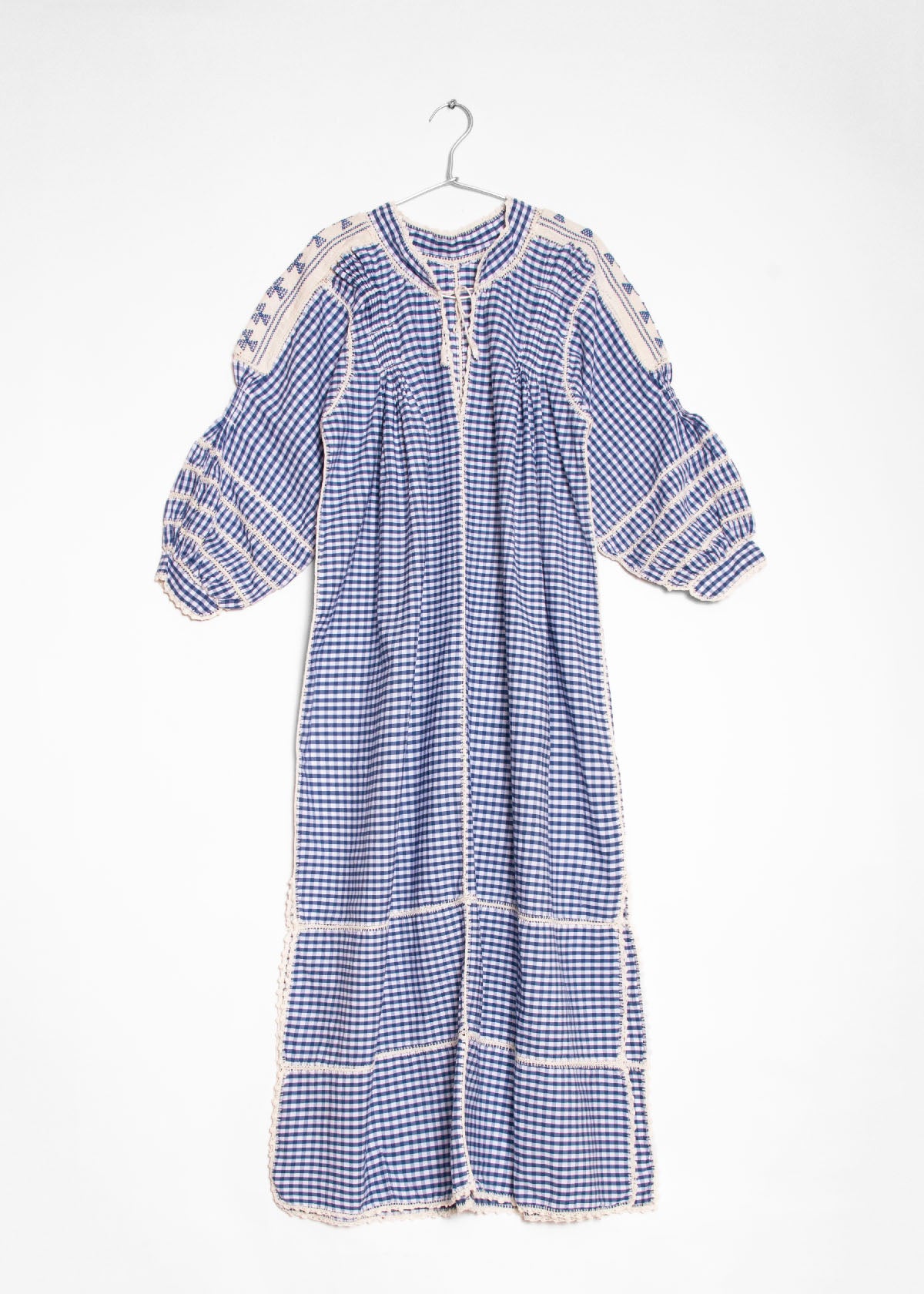 Sirena Dress Long Sleeves Gingham - Blue