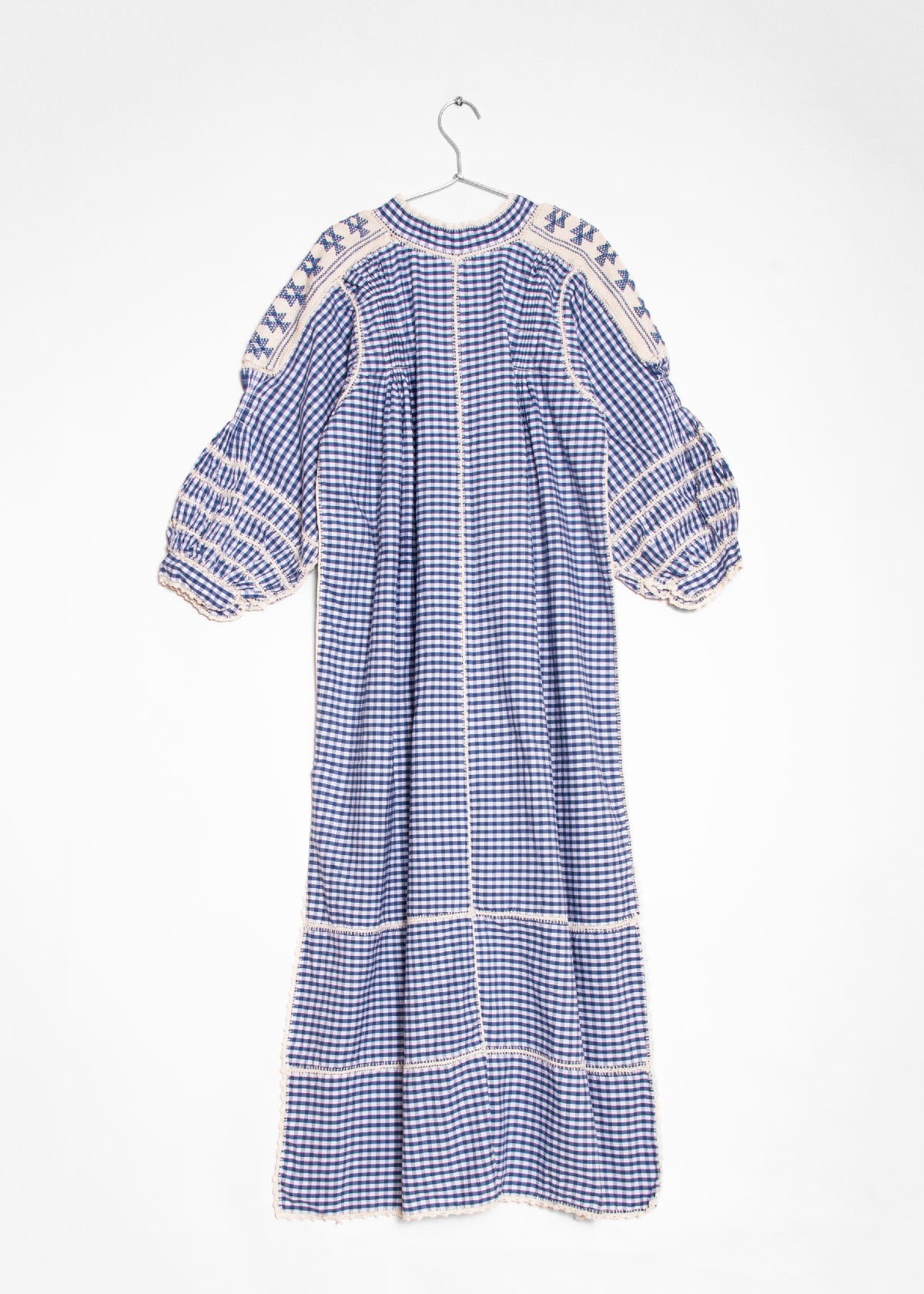 Sirena Dress Long Sleeves Gingham - Blue