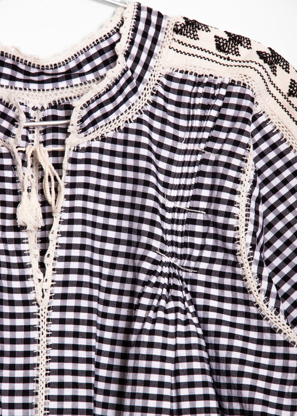 Sirena Dress Long Sleeves Gingham - Black