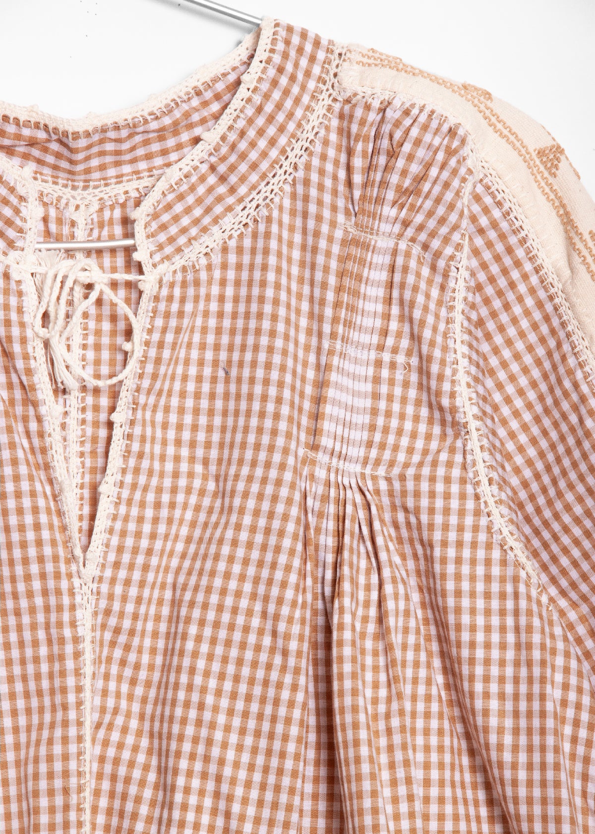 Sirena Dress Long Sleeves Gingham - Beige
