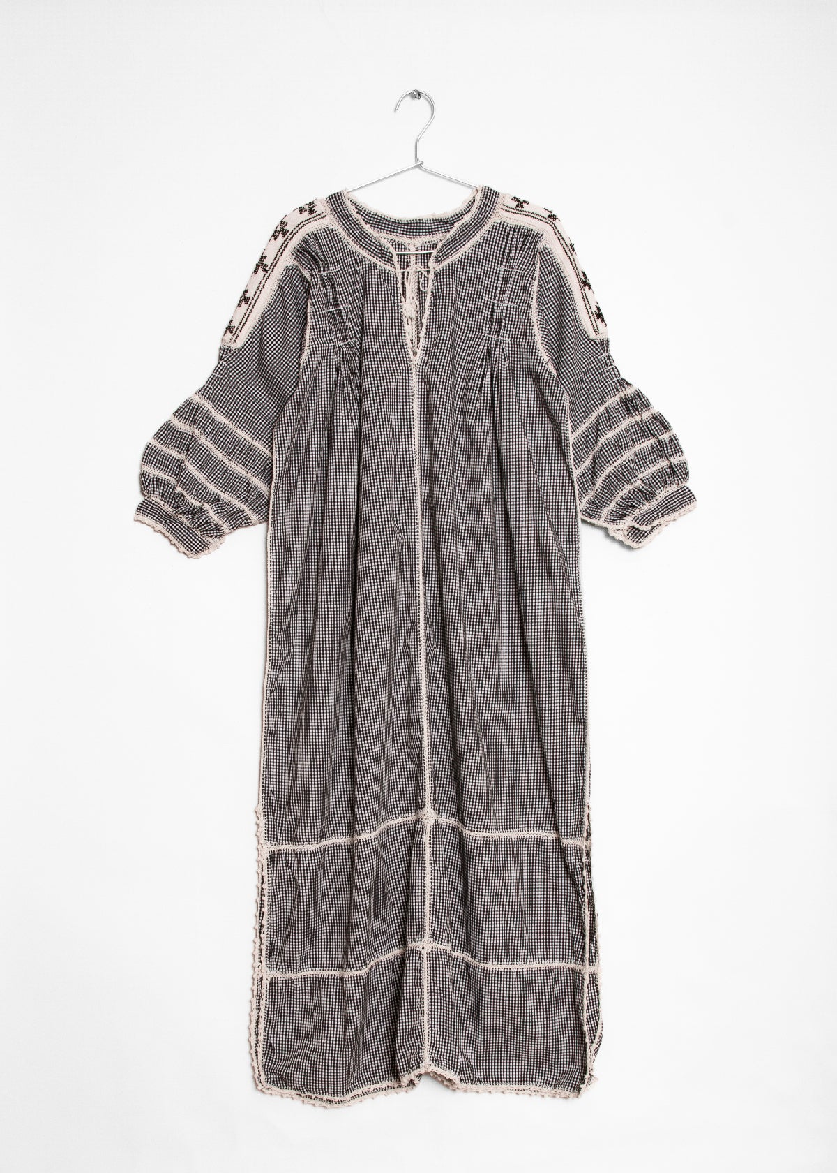 Sirena Dress Long Sleeves Gingham - Black