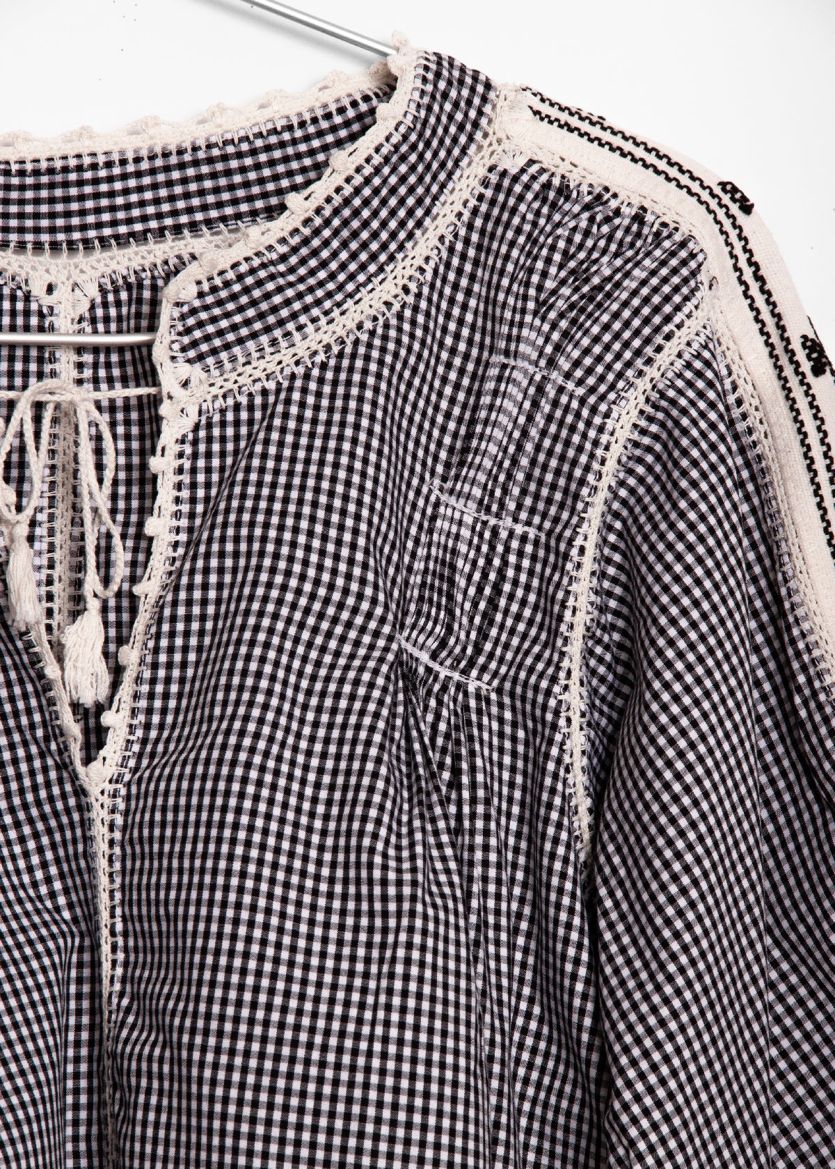 Sirena Dress Long Sleeves Gingham - Black