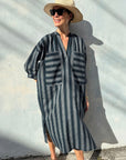 Pocket Caftan - Teal Stripe by Two