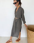 Long Caftan - Grey Stripe By Two