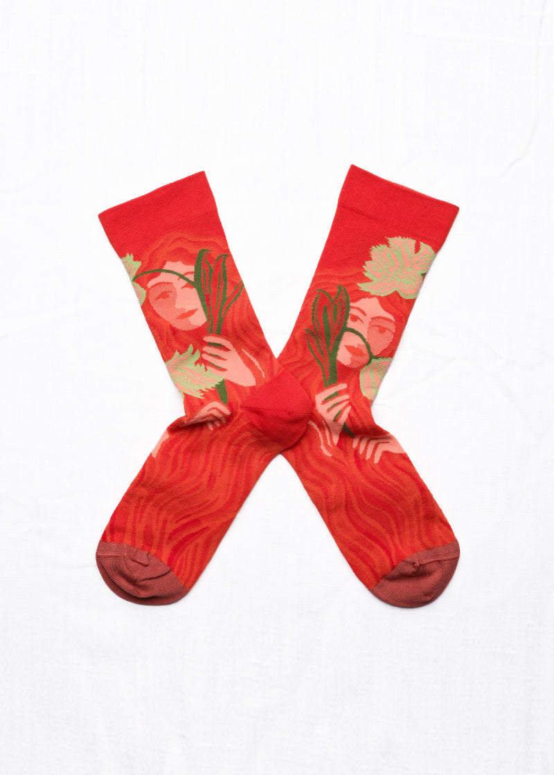 Bonne Maison Chaussette Visages Rouge