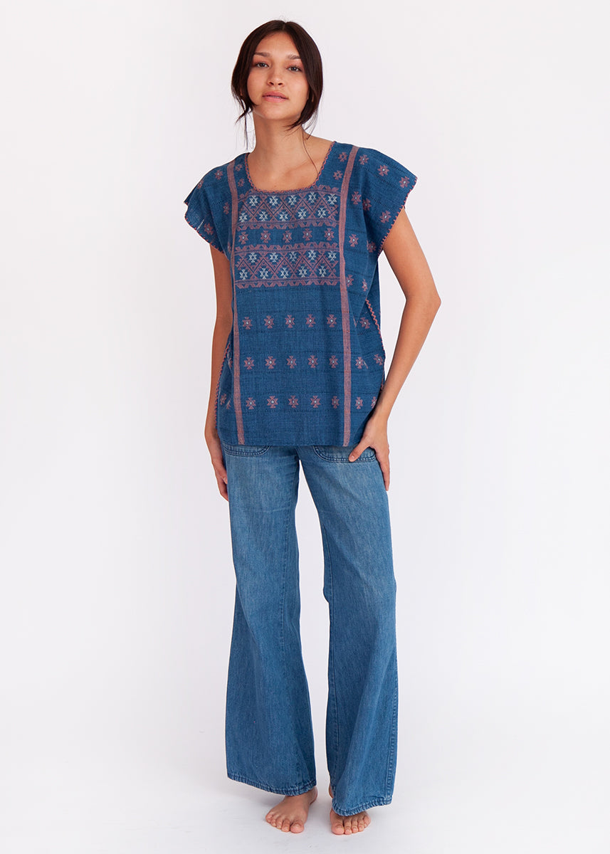 Amuzgo Top Natural Indigo