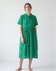 Dora Check Jamdani Dress - Mint