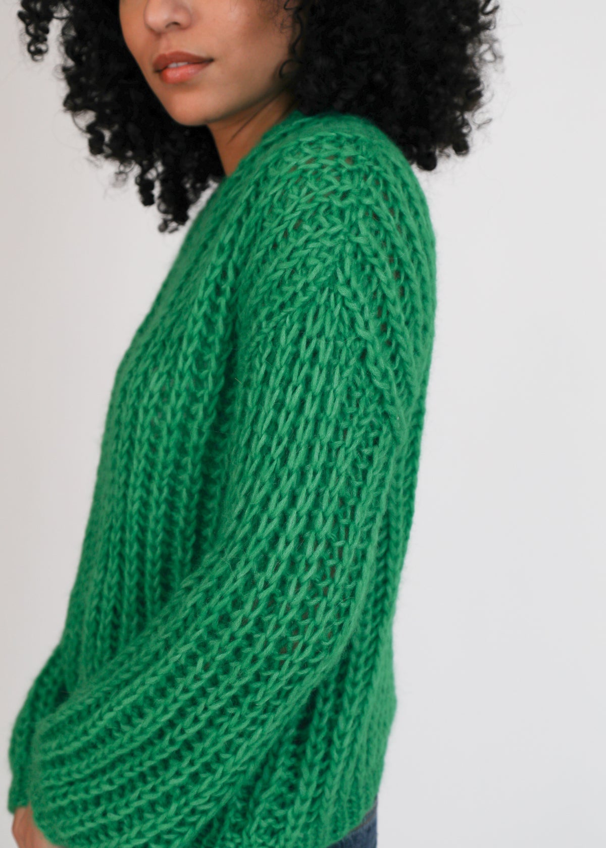 Hilma Hand Knit Alpaca Cardigan, Esmeralda