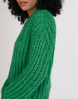 Hilma Hand Knit Alpaca Cardigan, Esmeralda