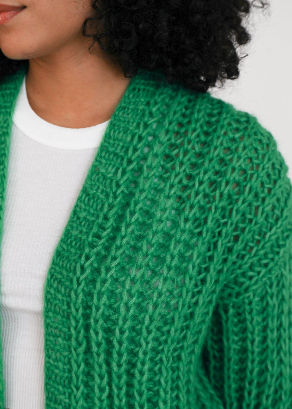 Hilma Hand Knit Alpaca Cardigan, Esmeralda