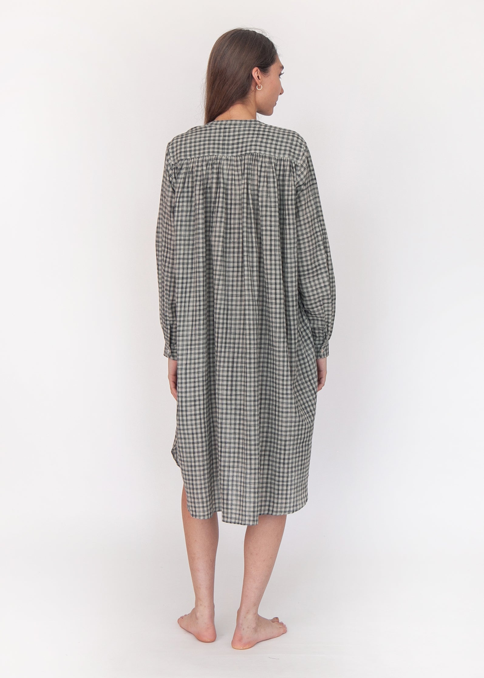 Bheeti Tie Dye Checks Dress - Cement