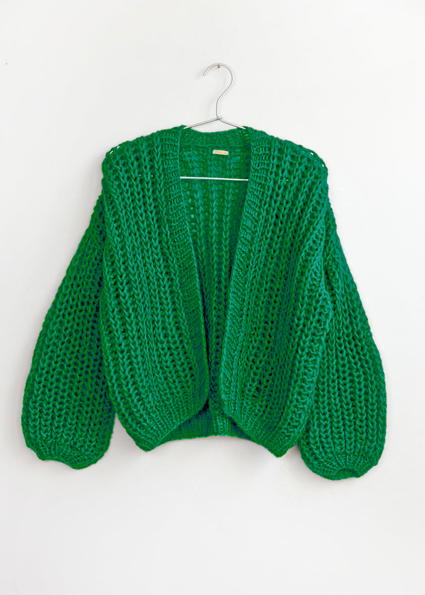 Hilma Hand Knit Alpaca Cardigan, Esmeralda