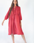 Aditi Tiny Checks Dress  - Red