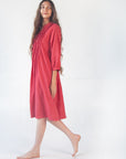 Aditi Tiny Checks Dress  - Red