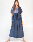 Danae Double Stripe Skirt Pant - Natural Indigo