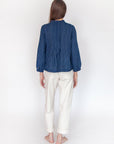 Alma Double Stripe Top  - Natural Indigo