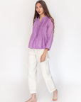 Alma Check Jamdani Top - Violetta