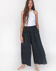 Danae Stripe Skirt Pant - Black