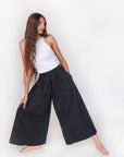 Danae Stripe Skirt Pant - Black