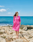 Aditi Cotton Gauze Dress - Fuchsia
