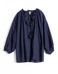 Ruffle Shirt - Navy Pinstripe by Two